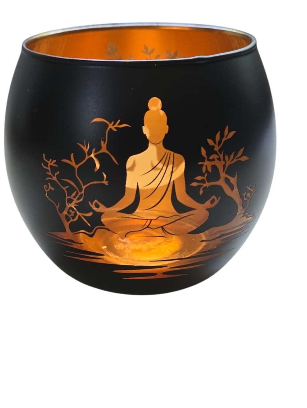 Black & Copper Buddha Votive Candle Holder
